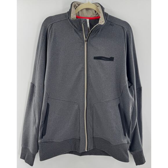 Lululemon Mens Training Gray Dark Slate Large Track Bomber Full Zip Jacket - Picture 1 of 5